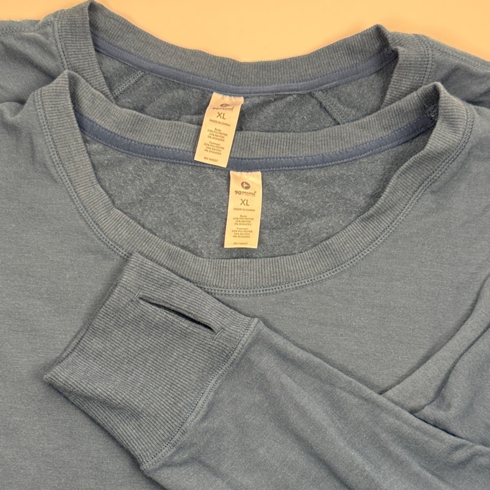 2-Pack: 90 Degree By Reflex Blue Long Sleeve Wicking Sweatshirts